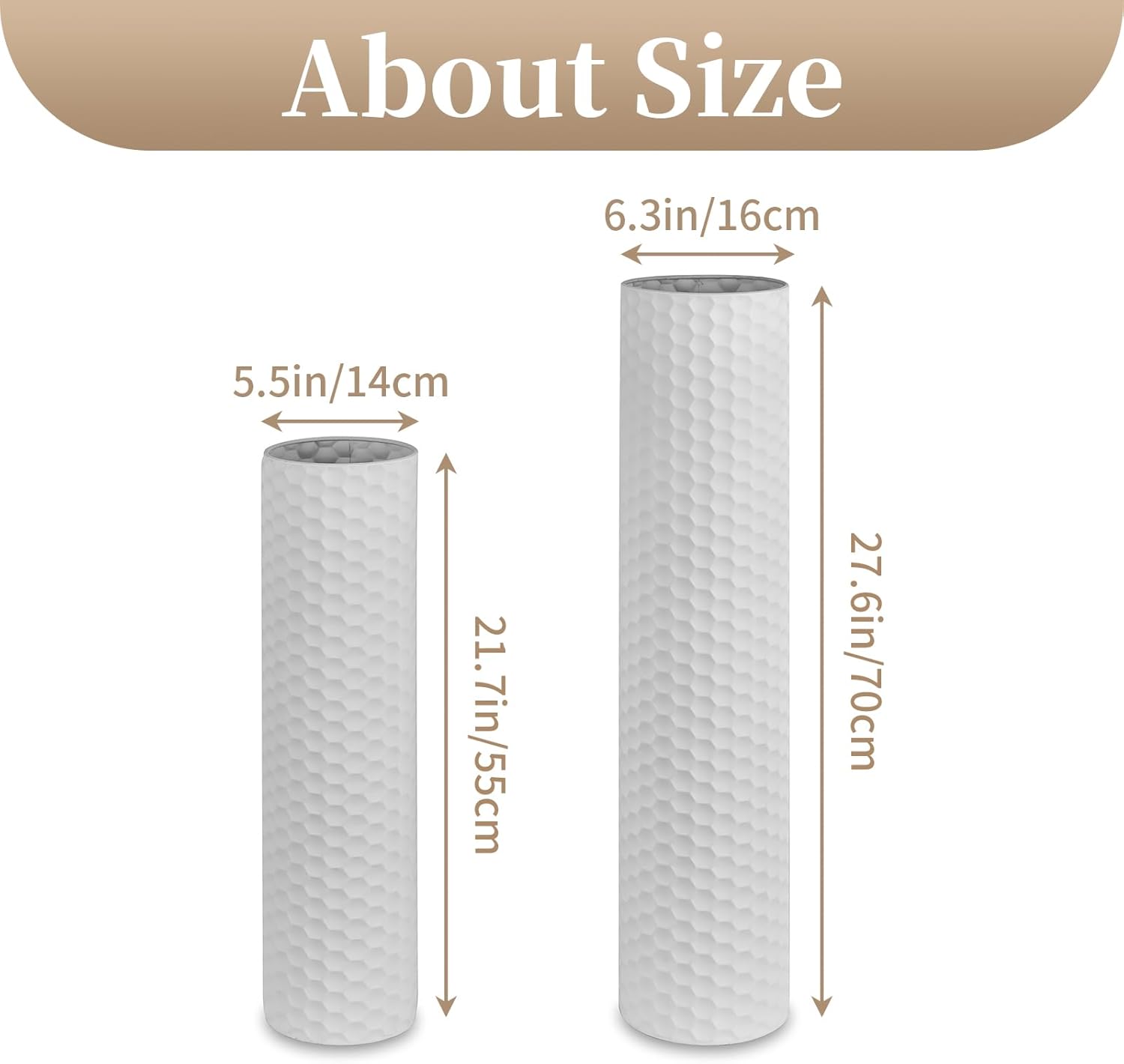 Sziqiqi Metall Bodenvase Groß 70cm: Hohe Vasen Weiß 2er für Pampasgras S+L Weiß 6