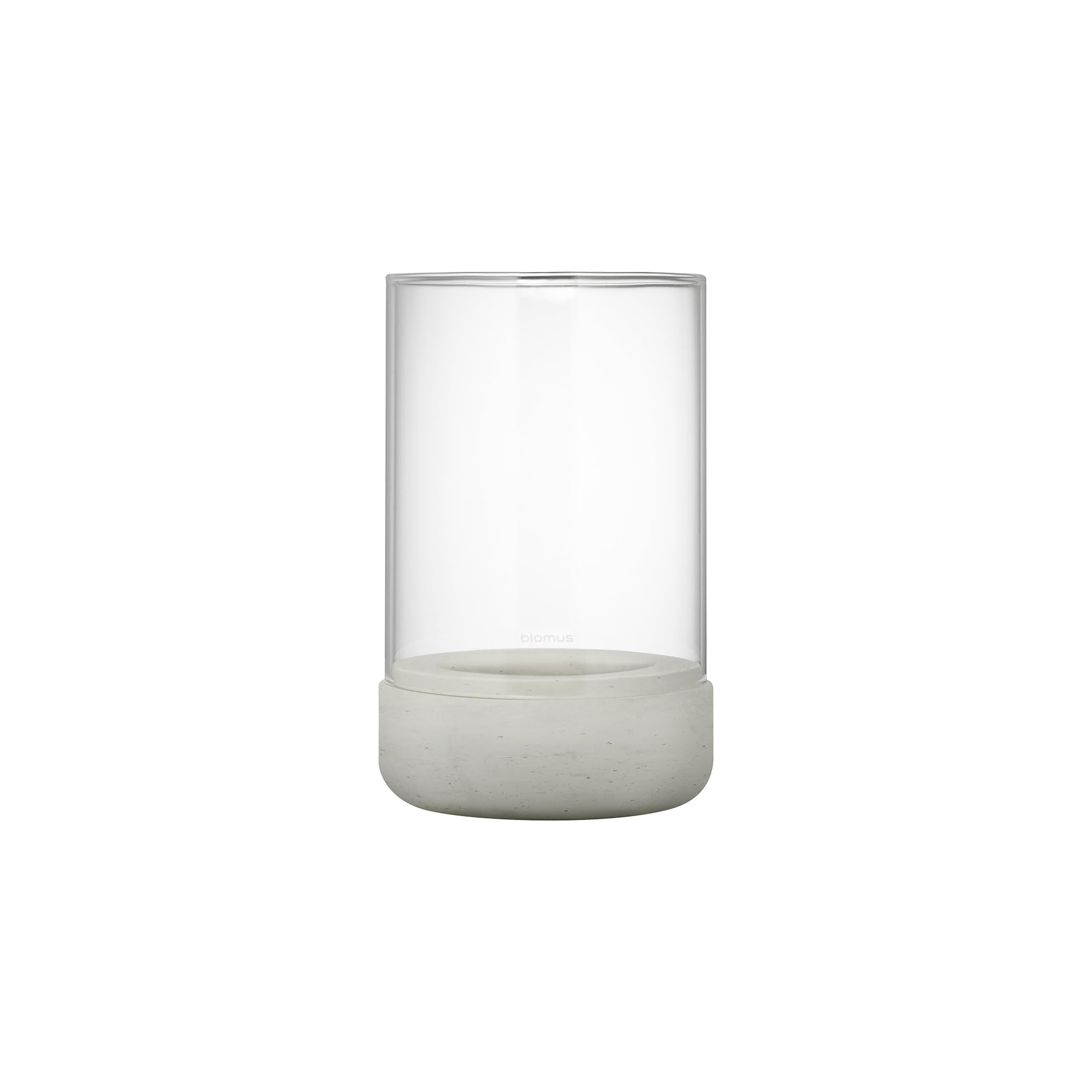 blomus Windlicht CALMA mit hellgrauem Betonsockel und Glaszylinder