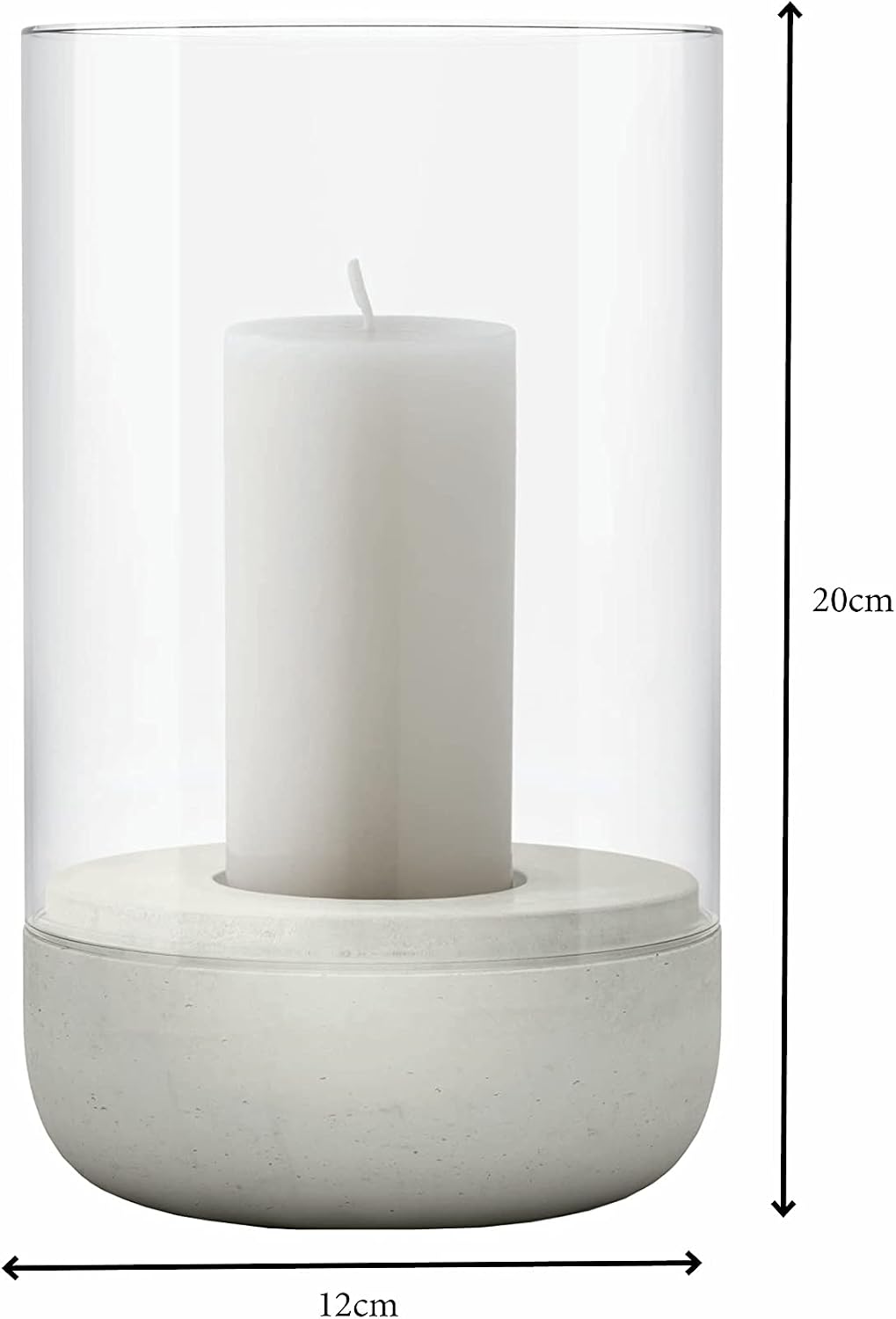 blomus Windlicht CALMA | Kerzenhalter aus hochwertigem Beton und Glas | Farbe Light Gray | Größe M | 12L x 12B x 20H cm | I 2