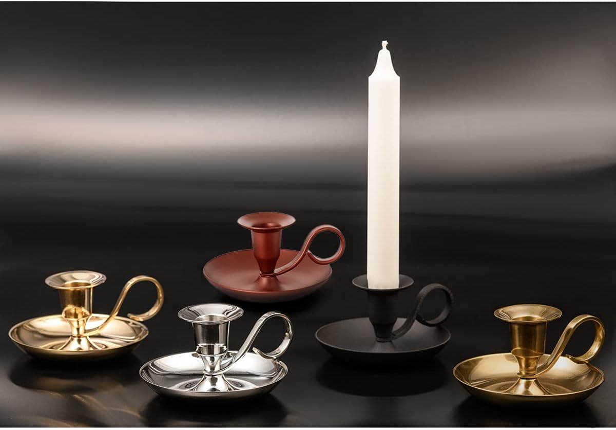 NKlaus Handleuchter Klassik Messing Gold antik, für Kerzen Ø 2–2,2 cm 8