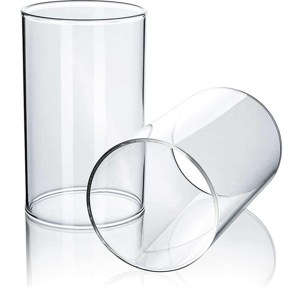 Zwei klare Glaszylinder ohne Boden aus Borosilikatglas