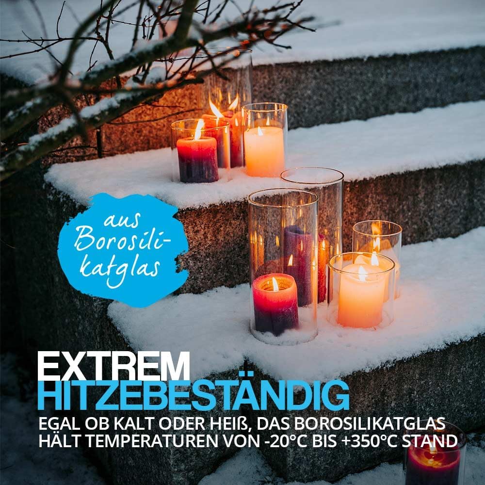 Tuuters 2 Stück Windlicht Glas ohne Boden, Glaszylinder (120 x Ø 70 mm) 120 x Ø 70 mm Ohne Boden 3