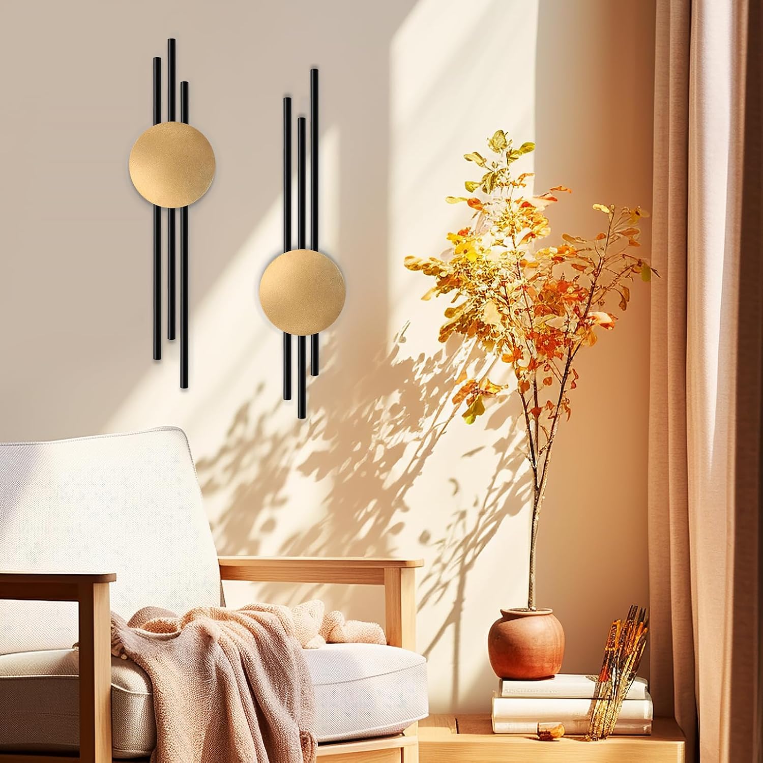 YiYa 2 Stück Metall Wand Dekoration Metall Geometrische Wanddekoration Schwarzes Minimalistische Wanddekoration Vertikale A 3