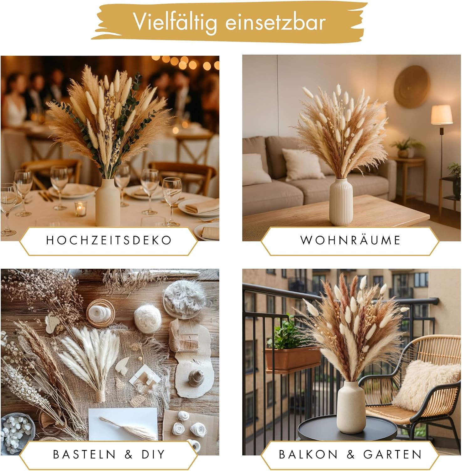 Pampasgras Deko Trocken 44cm hoch - schöner Pampasstrauß Stockholm (80 Teile) 7