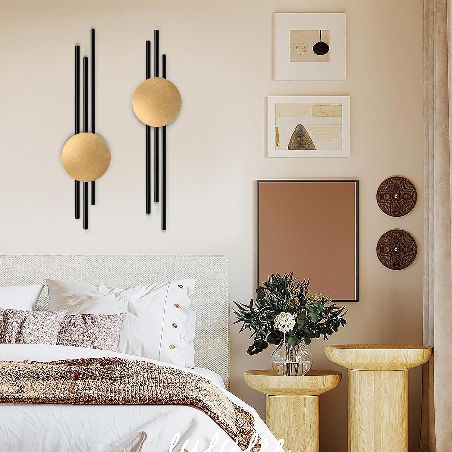 YiYa 2 Stück Metall Wand Dekoration Metall Geometrische Wanddekoration Schwarzes Minimalistische Wanddekoration Vertikale A 4