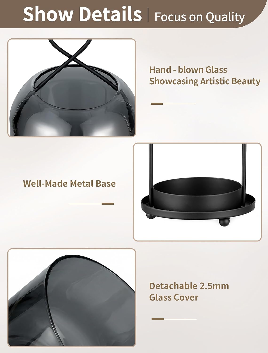 NUPTIO Windlicht Schwarz Wohnzimmer Deko: 2er Kerzenständer Laternen Glas 29cm + 21.5cm Schwarz 5