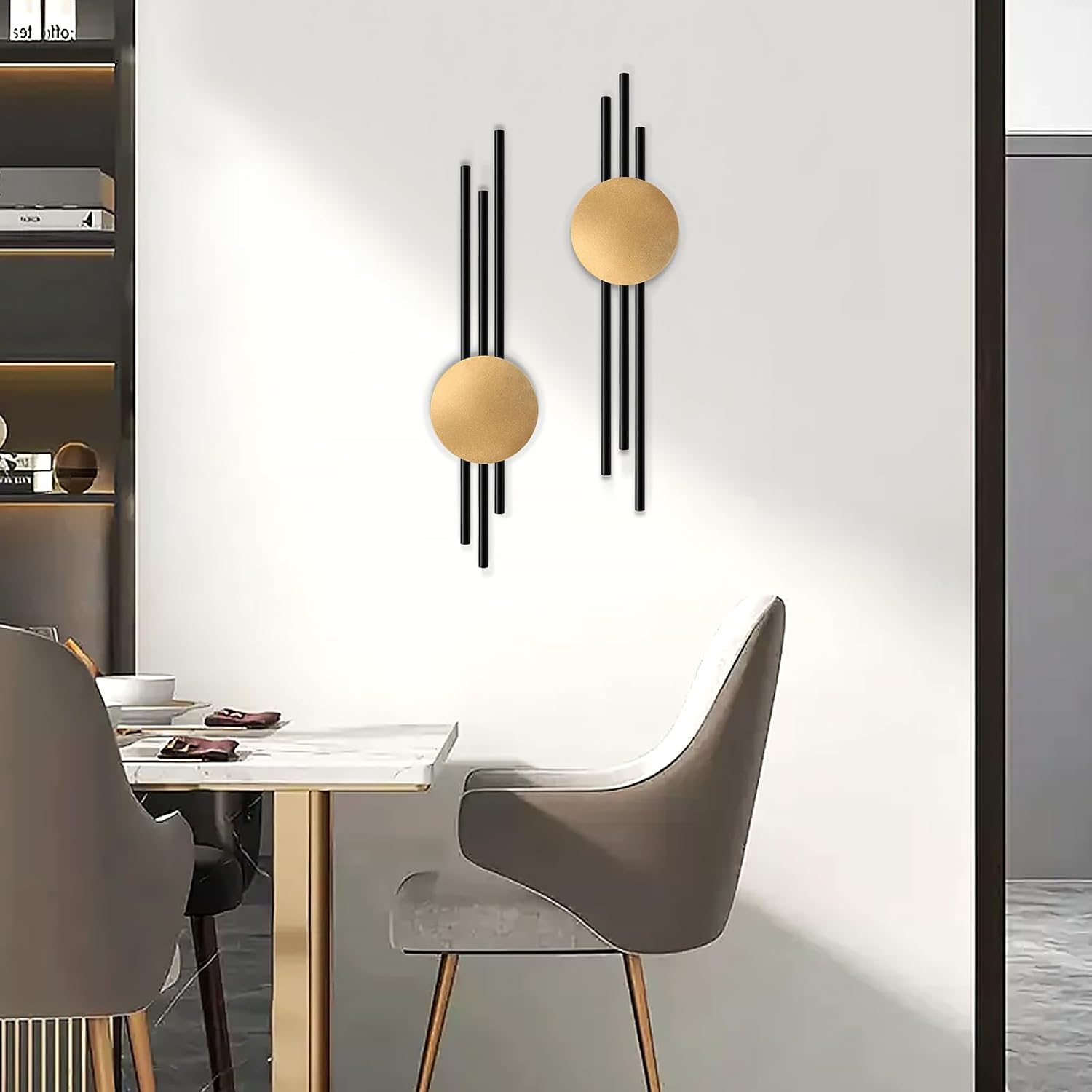 YiYa 2 Stück Metall Wand Dekoration Metall Geometrische Wanddekoration Schwarzes Minimalistische Wanddekoration Vertikale A 6
