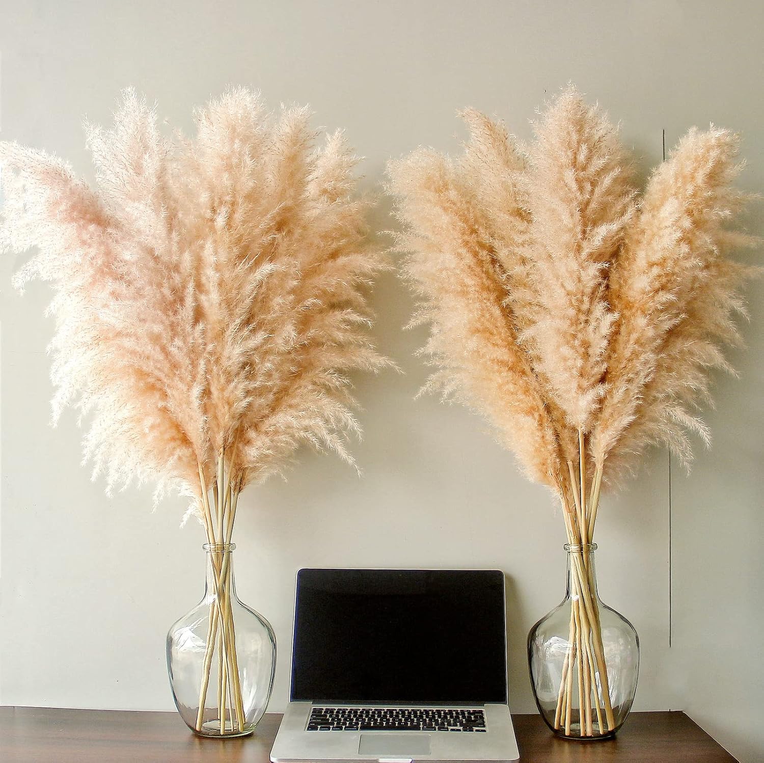 10 Pampas Grass XXL, Deko Gross für Boho DekoWohnzimmer Tisch Schlafzimmer Hochzeits Badezimmer (100cm) 100cm-10-A 4