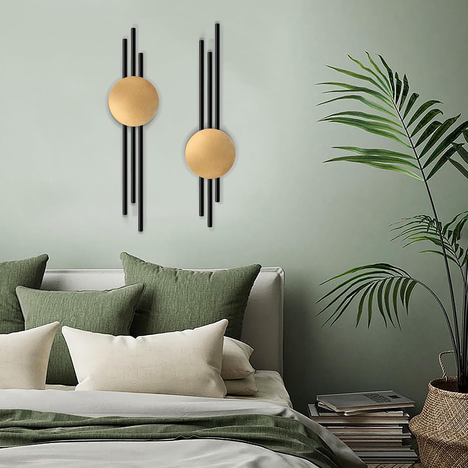 YiYa 2 Stück Metall Wand Dekoration Metall Geometrische Wanddekoration Schwarzes Minimalistische Wanddekoration Vertikale A 7