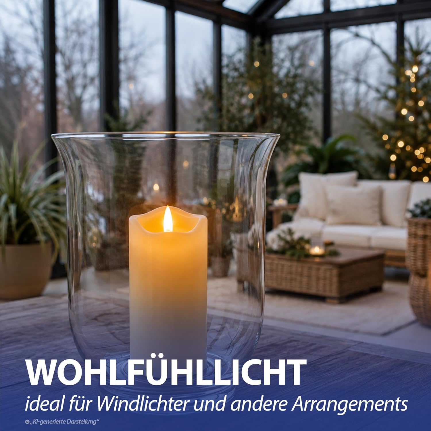 3er Set LED Kerzen Echtwachs-Optik Outdoor | 3 Größen Kunststoff elfenbein | Flackerfunktion warmweiß inkl. 5h Timer batter 6