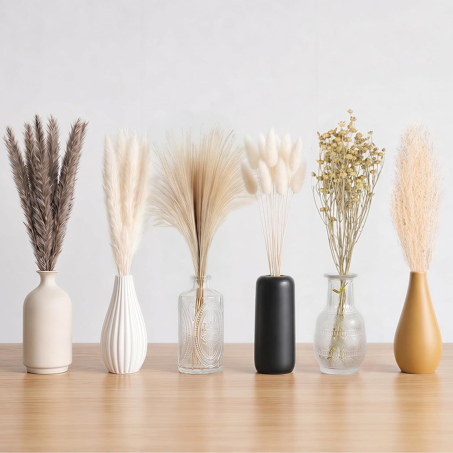 BOSONER Pampasgras Trockenblumen Boho Deko: 80-teiliges Trockenblumenstrauß Set mit natürlichen getrockneten Pampas Gras Pl 6