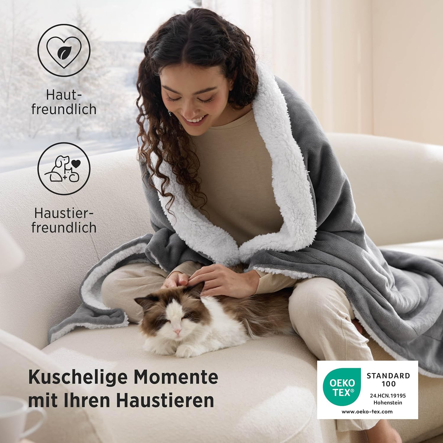 BEDSURE Sherpa Kuscheldecke Flauschig 150x200 - Sofadecke, Grau 01-grau 150 x 200 cm 3