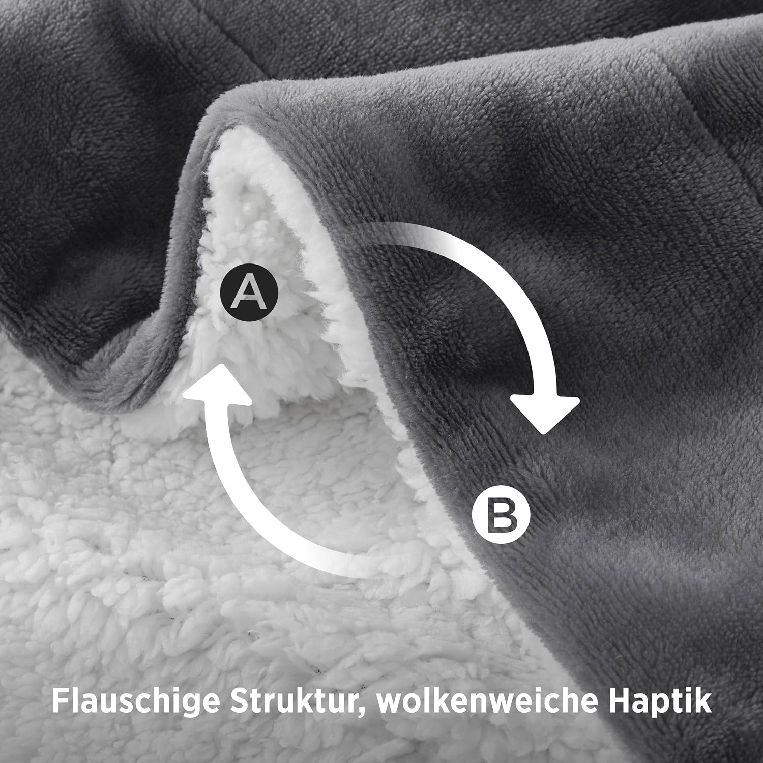 BEDSURE Sherpa Kuscheldecke Flauschig 150x200 - Sofadecke, Grau 01-grau 150 x 200 cm 4
