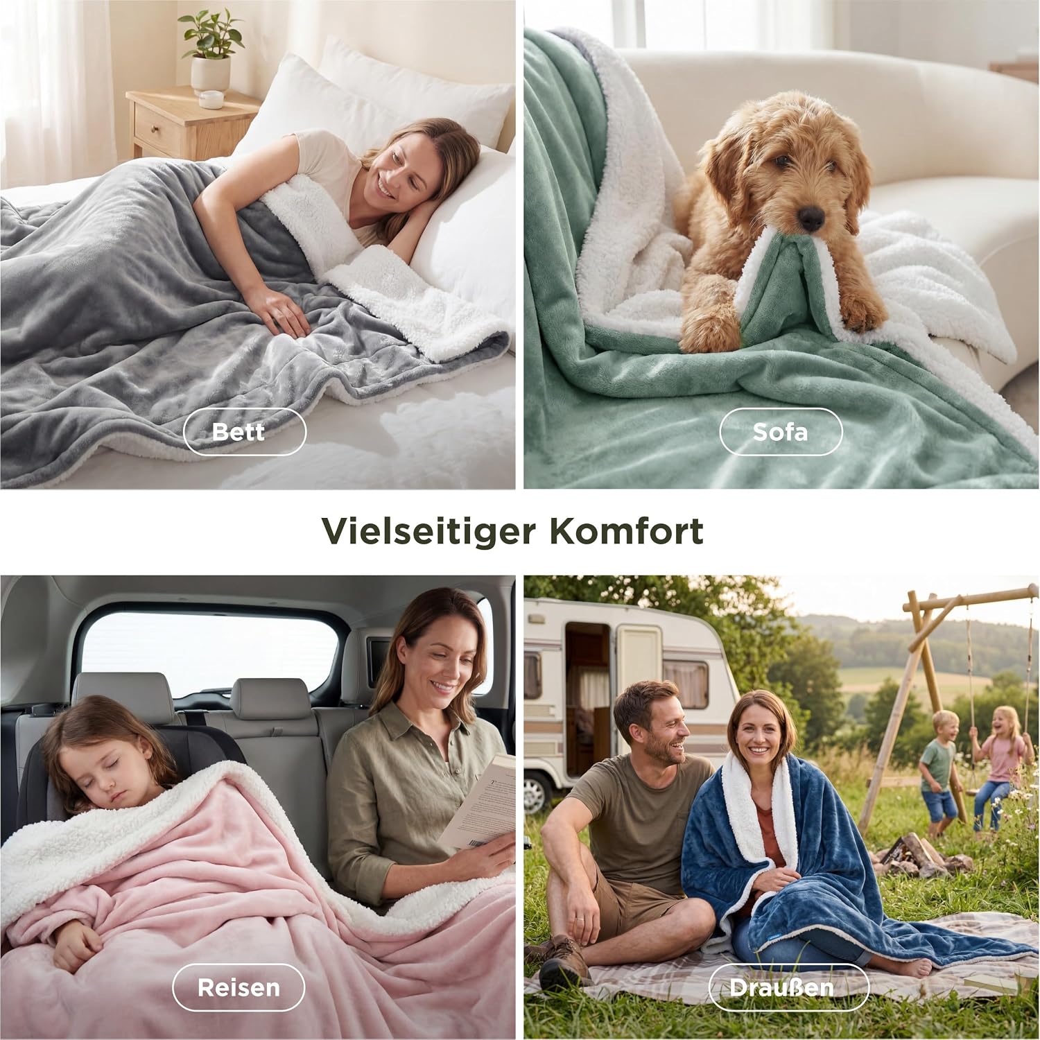 BEDSURE Sherpa Kuscheldecke Flauschig 150x200 - Sofadecke, Grau 01-grau 150 x 200 cm 8