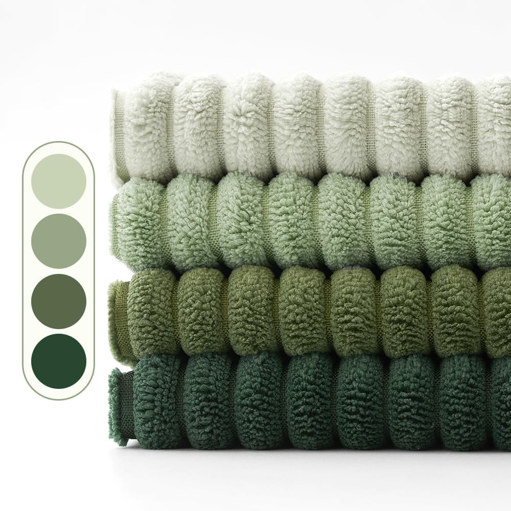 EMEMA Kissenbezug 50x50 Kordsamt Salbeigrün Serie Sofakissen 4er Set 50 x 50 cm, 4 Stück Salbeigrüne Serie 2