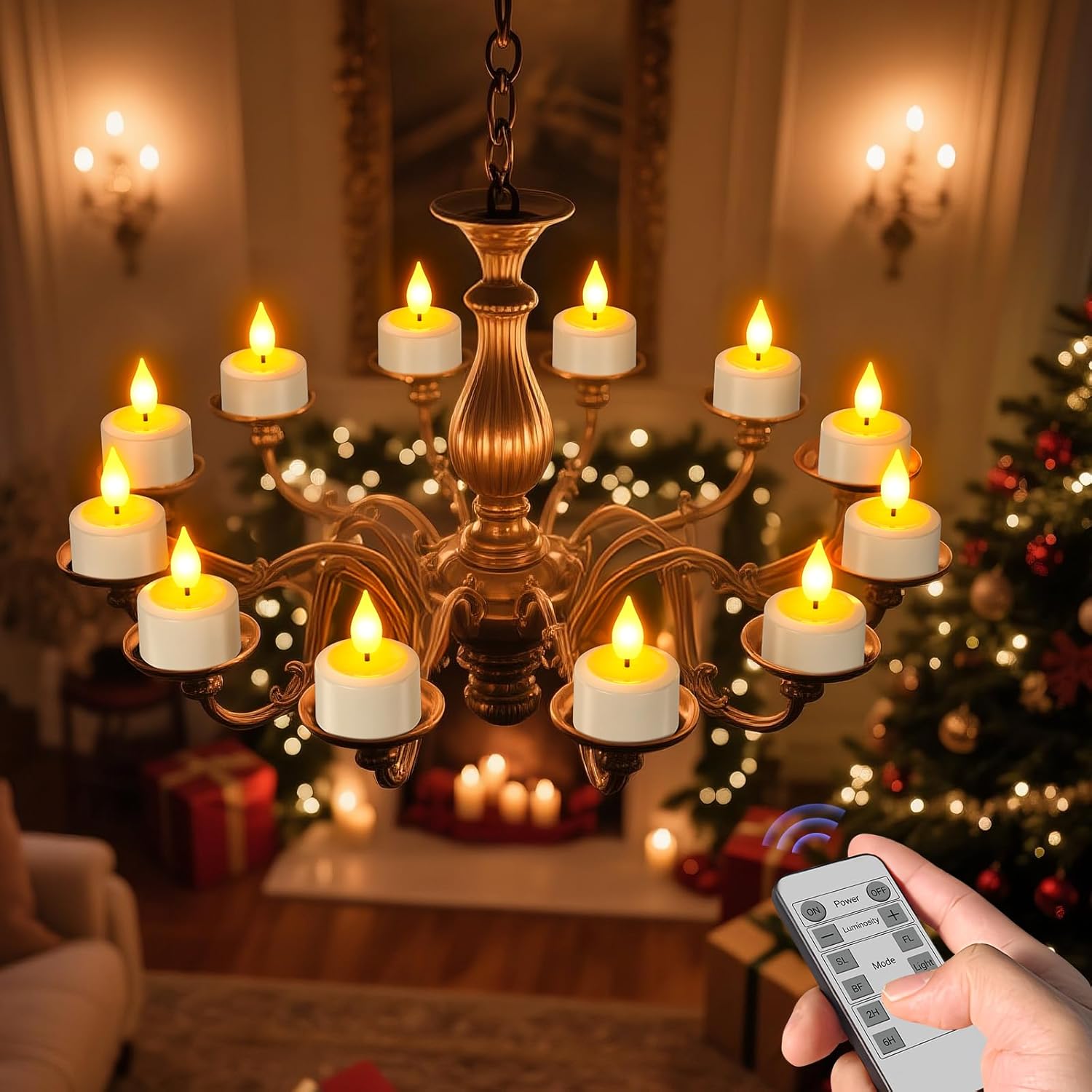 SoulBay LED Teelichter Wiederaufladbar mit Fernbedienung &amp; Timer, 12er Set Weiß 4