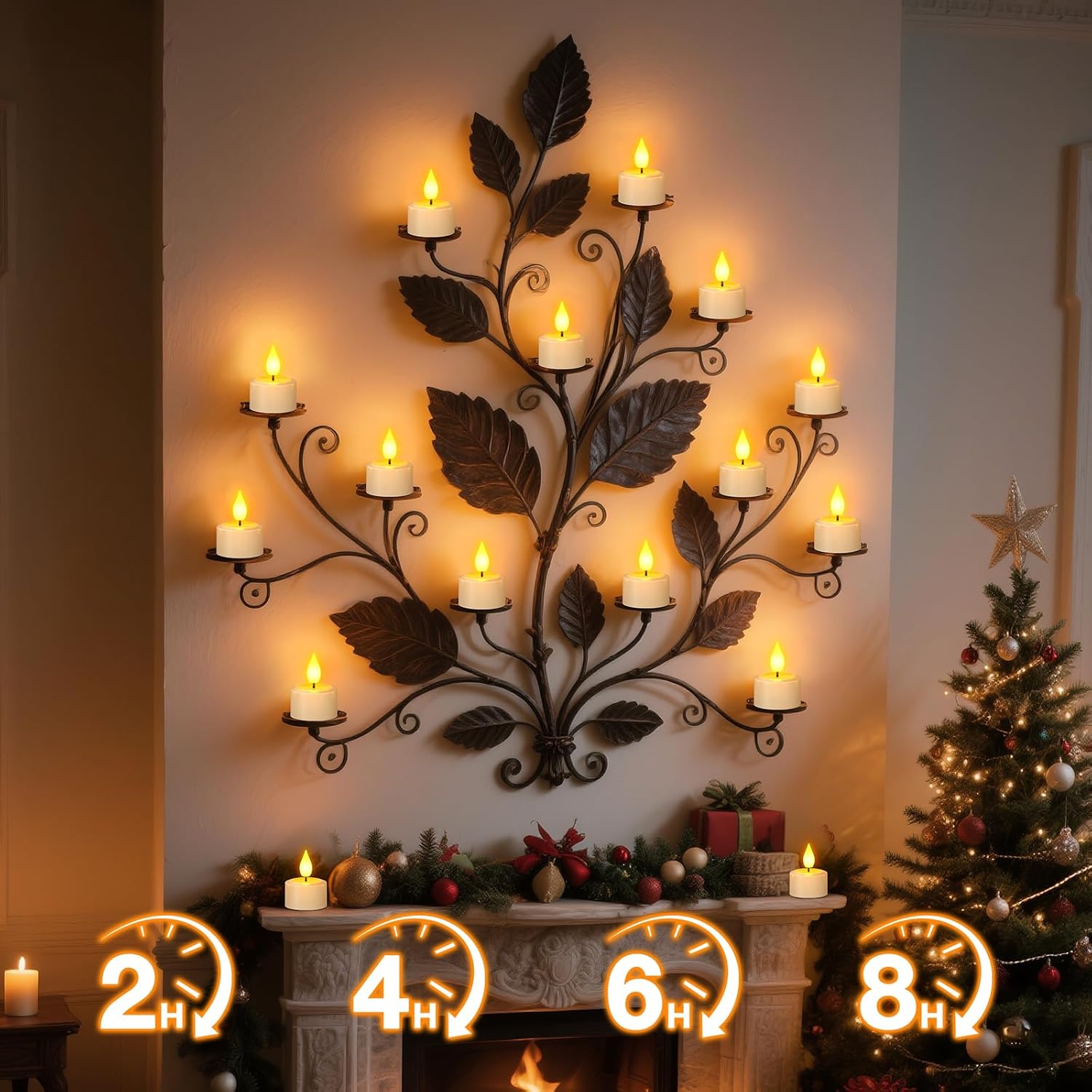 SoulBay LED Teelichter Wiederaufladbar mit Fernbedienung &amp; Timer, 12er Set Weiß 6