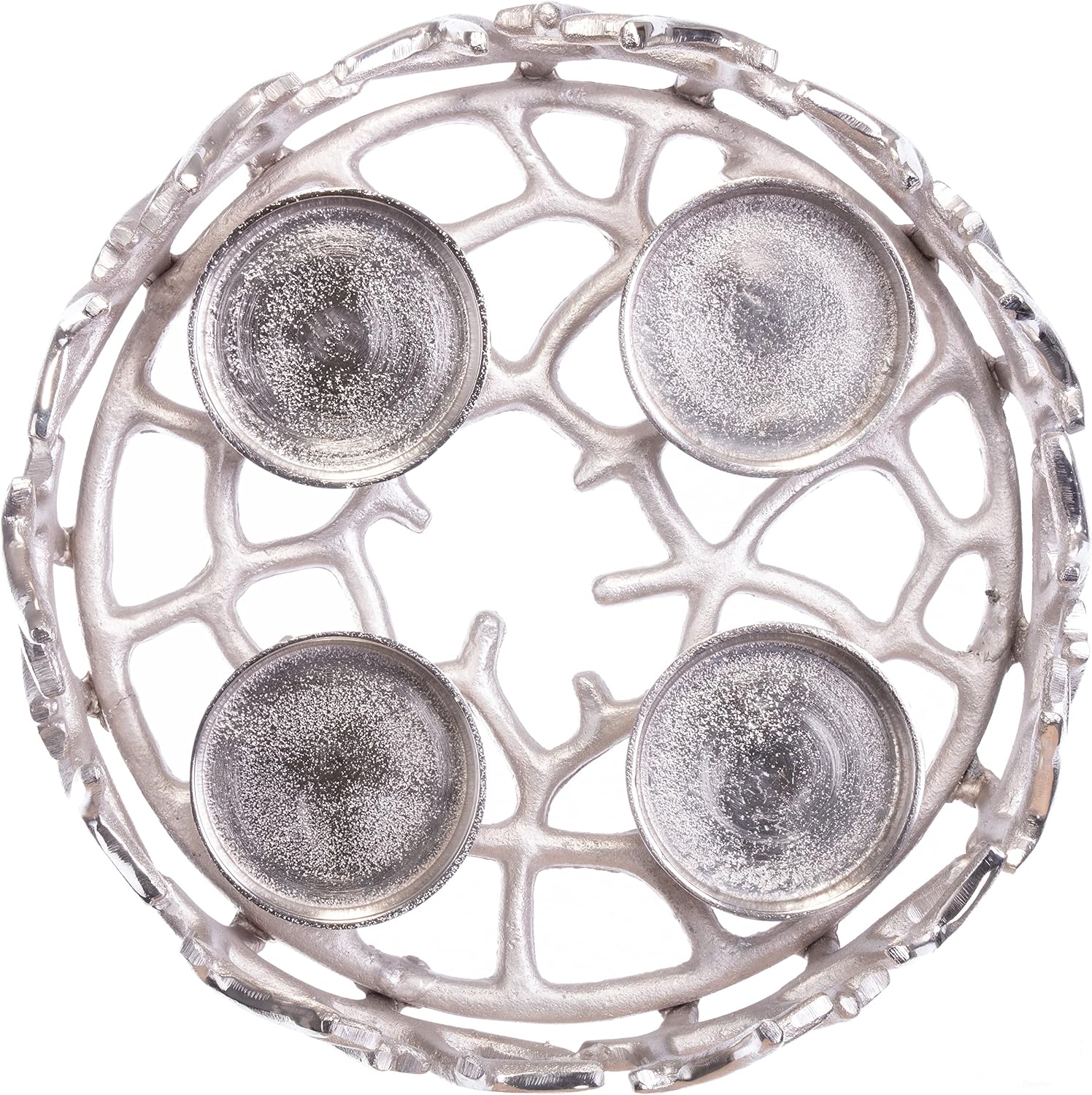 Brandsseller Adventskranz Ø28 cm Silber – Aluminium mit 4 Kerzentellern Ø 28 cm Silber 8