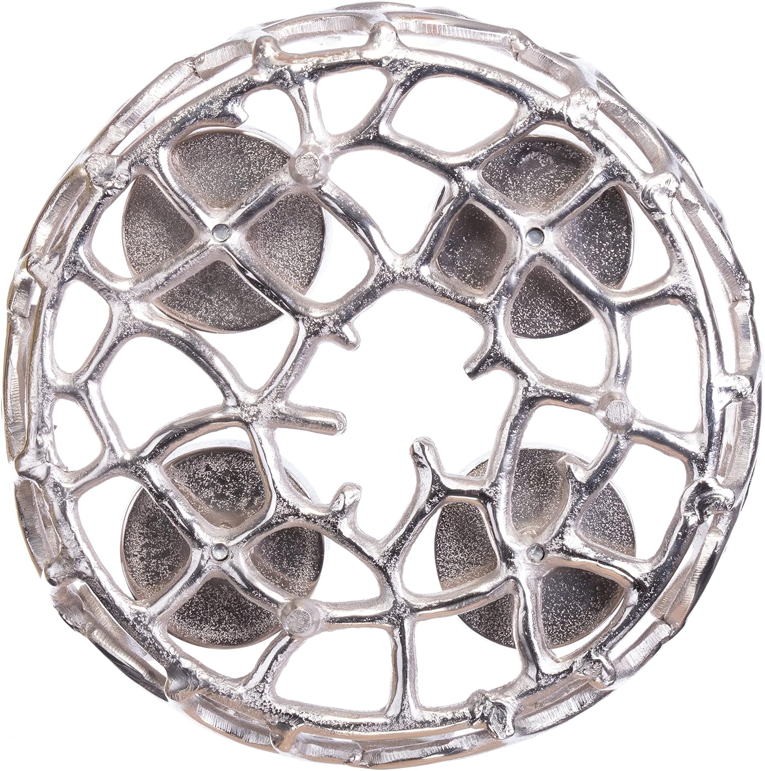 Brandsseller Adventskranz Ø28 cm Silber – Aluminium mit 4 Kerzentellern Ø 28 cm Silber 9