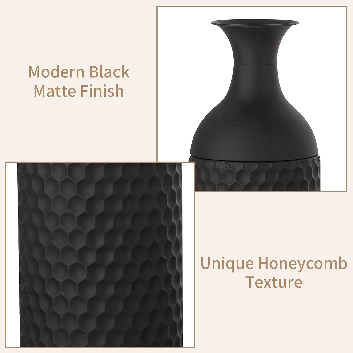 Sziqiqi Metall Schwarz Bodenvase Groß: Große Vasen Boden für Pampas 3er Schwarz 3pcs 5