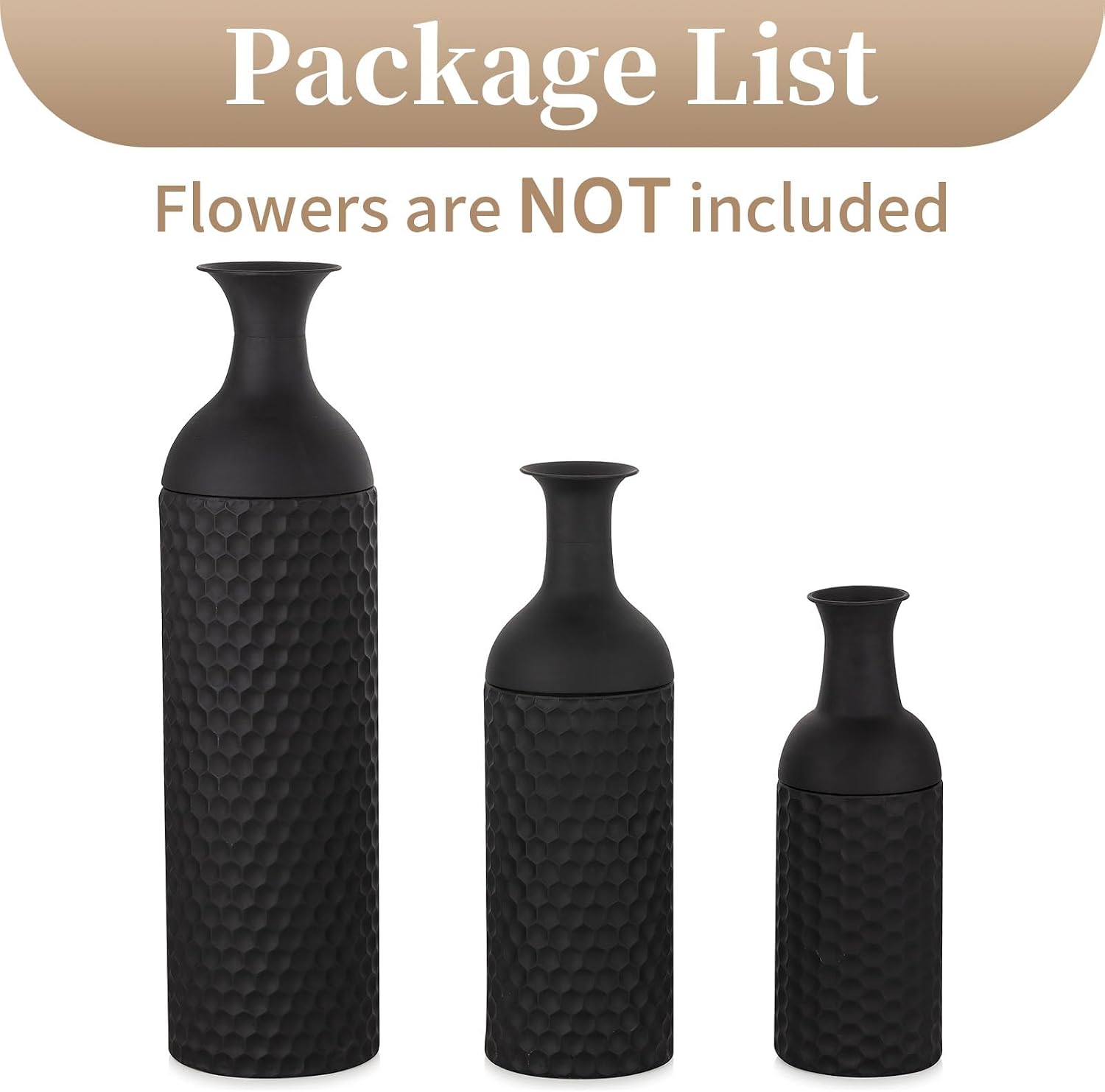 Sziqiqi Metall Schwarz Bodenvase Groß: Große Vasen Boden für Pampas 3er Schwarz 3pcs 9