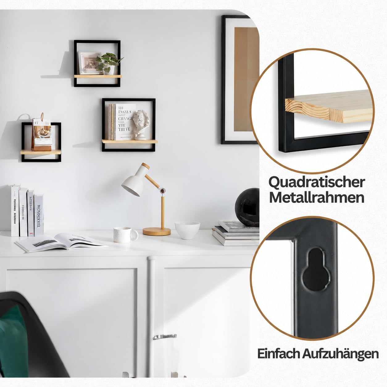Wandregal Holz Wanddeko Wohnzimmer, 3er Set Kleines Regal Wand Natur 3