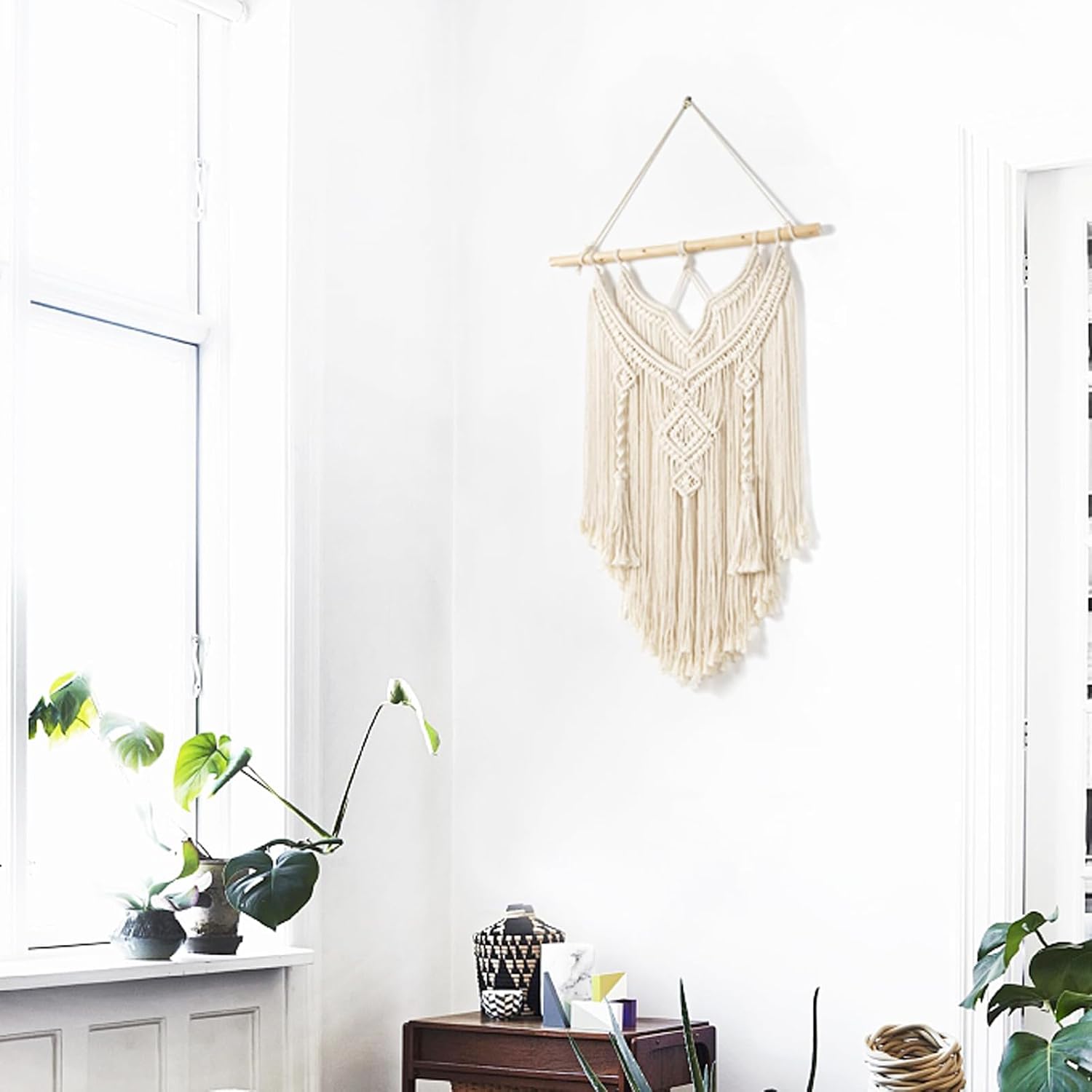 Mkouo Makramee Wandbehang Boho Deko Gewebte Wanddeko, 43cm (W) x 66cm (L) 3