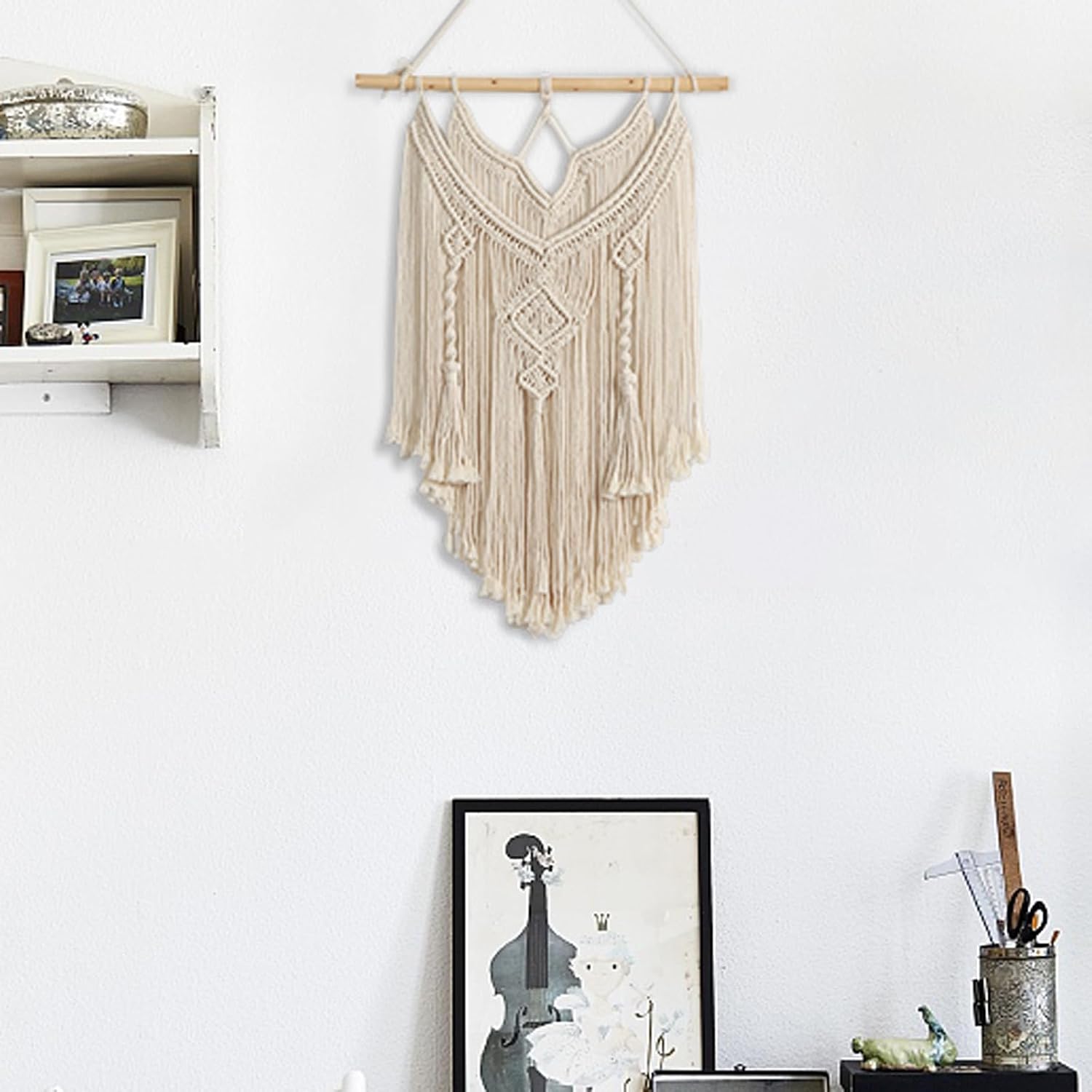 Mkouo Makramee Wandbehang Boho Deko Gewebte Wanddeko, 43cm (W) x 66cm (L) 4