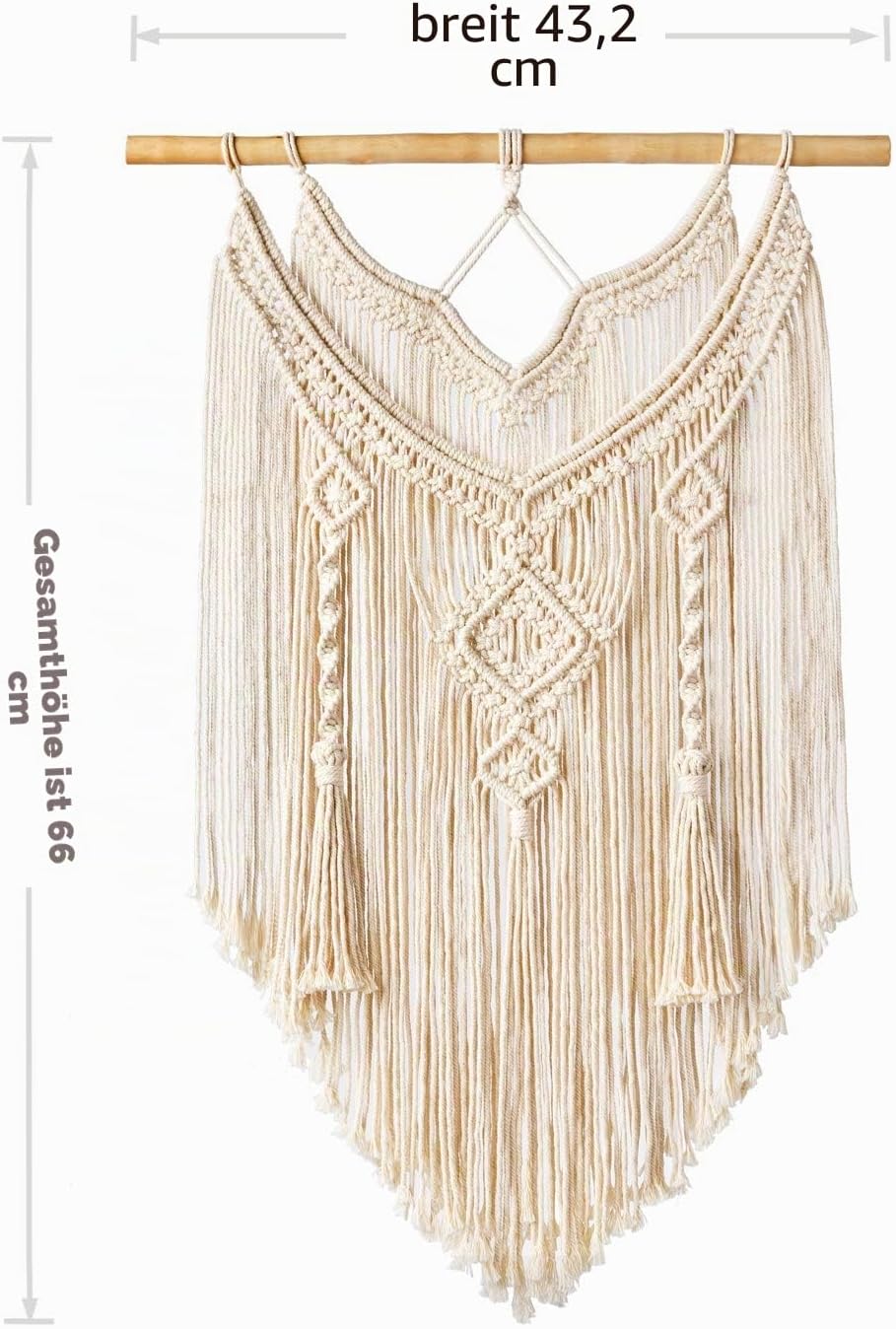 Mkouo Makramee Wandbehang Boho Deko Gewebte Wanddeko, 43cm (W) x 66cm (L) 6
