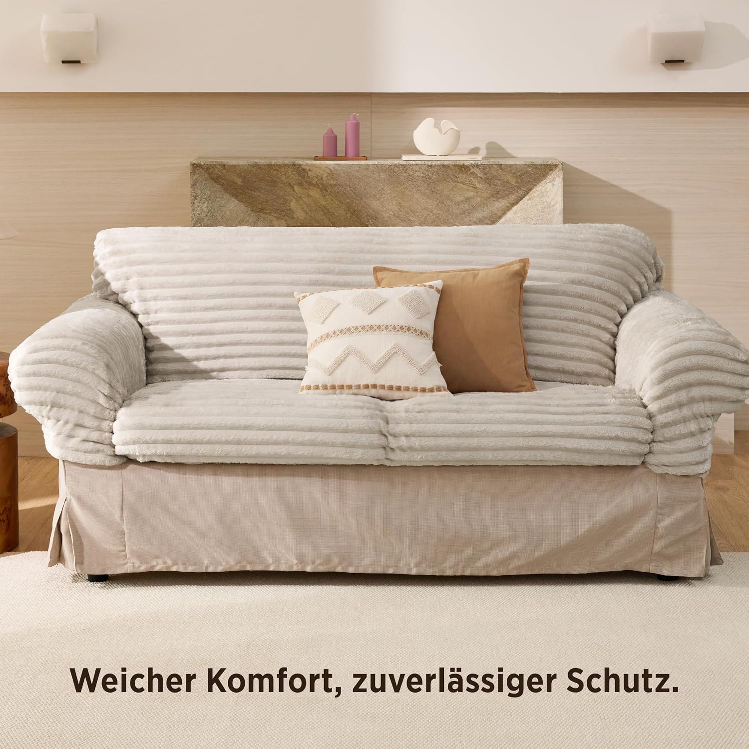 BEDSURE Kuscheldecke 150x200 Zimmer Deko - Tagesdecke, Beige 10-beige 150 x 200 cm 5