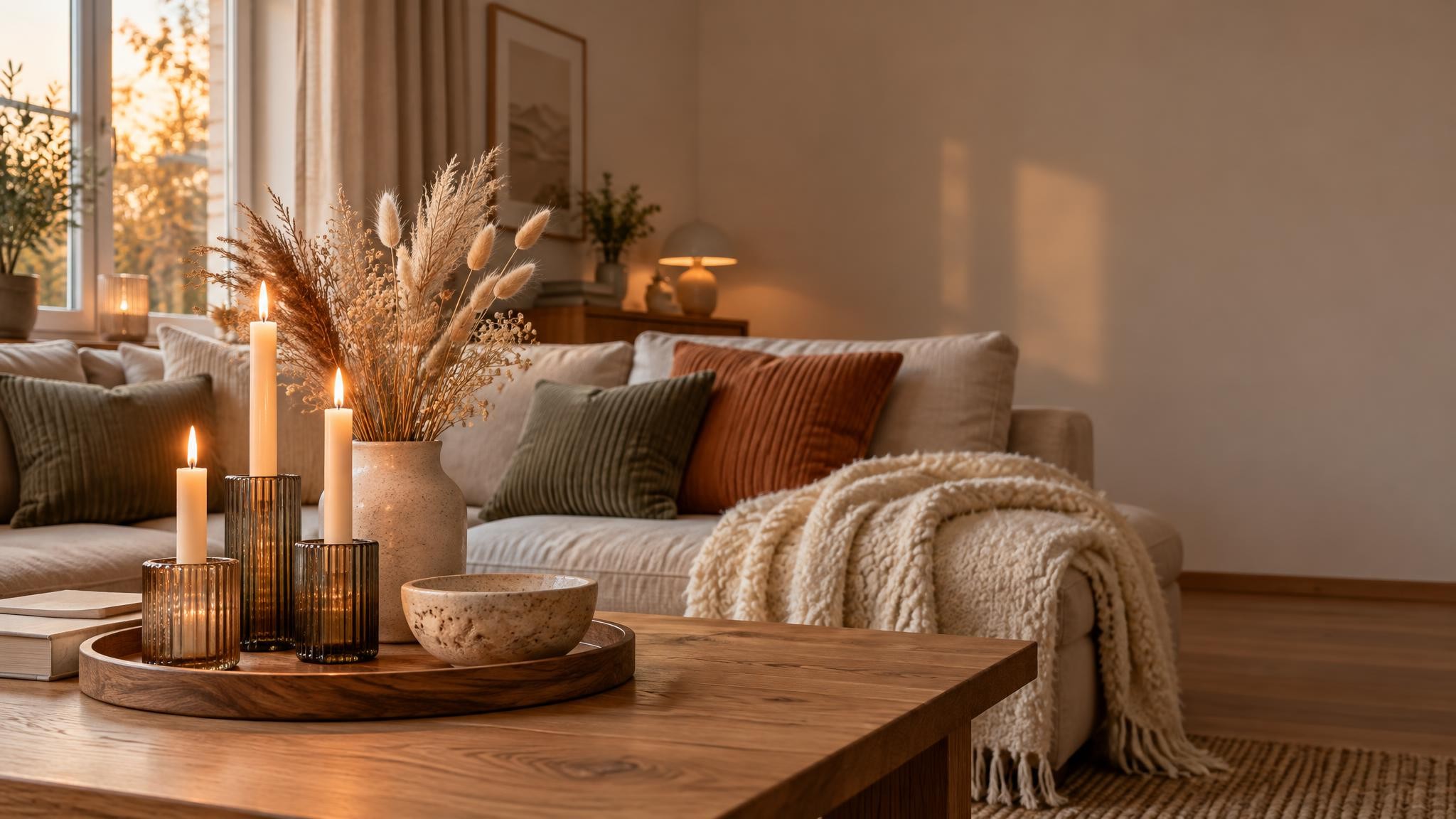 dekolady wohnzimmer herbst kerzenlicht