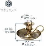NKlaus Handleuchter Klassik Messing Gold antik, für Kerzen Ø 2–2,2 cm 2