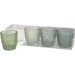 Windlicht Marilu 4-tlg. aus Glas, grün, lackiert mit Relief, rund 2