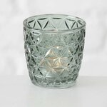 Windlicht Marilu 4-tlg. aus Glas, grün, lackiert mit Relief, rund 4