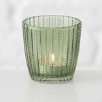 Windlicht Marilu 4-tlg. aus Glas, grün, lackiert mit Relief, rund 7