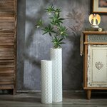 Sziqiqi Metall Bodenvase Groß 70cm: Hohe Vasen Weiß 2er für Pampasgras S+L Weiß 3