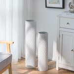 Sziqiqi Metall Bodenvase Groß 70cm: Hohe Vasen Weiß 2er für Pampasgras S+L Weiß 4