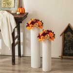 Sziqiqi Metall Bodenvase Groß 70cm: Hohe Vasen Weiß 2er für Pampasgras S+L Weiß 7