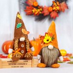 Herbstdeko Wichtel, 2 Stück Herbst Dekoration Wichtel Figuren, Herbst Deko Wichtel Puppen mit Sonnenblume, Herbstdeko Innen 4
