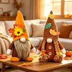 Herbstdeko Wichtel, 2 Stück Herbst Dekoration Wichtel Figuren, Herbst Deko Wichtel Puppen mit Sonnenblume, Herbstdeko Innen 9