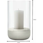 blomus Windlicht CALMA | Kerzenhalter aus hochwertigem Beton und Glas | Farbe Light Gray | Größe M | 12L x 12B x 20H cm | I 2