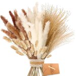 Strauß aus braunem und weißem Pampasgras, Samtgras und Schilfgras mit Spitzenband und Kraftpapierkarte