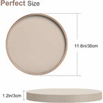 KINGFOM Tablett Serviertablett Groß Deko Tablett Rund Ø 30 cm | PU Leder Dekotablett Valet Tablet für Küche,Wohnzimmer, Sch 3