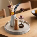 KINGFOM Tablett Serviertablett Groß Deko Tablett Rund Ø 30 cm | PU Leder Dekotablett Valet Tablet für Küche,Wohnzimmer, Sch 4