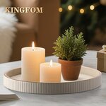 KINGFOM Tablett Serviertablett Groß Deko Tablett Rund Ø 30 cm | PU Leder Dekotablett Valet Tablet für Küche,Wohnzimmer, Sch 5
