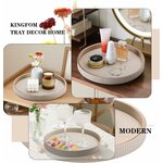 KINGFOM Tablett Serviertablett Groß Deko Tablett Rund Ø 30 cm | PU Leder Dekotablett Valet Tablet für Küche,Wohnzimmer, Sch 7