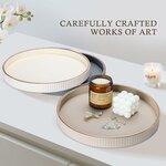 KINGFOM Tablett Serviertablett Groß Deko Tablett Rund Ø 30 cm | PU Leder Dekotablett Valet Tablet für Küche,Wohnzimmer, Sch 8