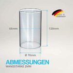 Tuuters 2 Stück Windlicht Glas ohne Boden, Glaszylinder (120 x Ø 70 mm) 120 x Ø 70 mm Ohne Boden 7