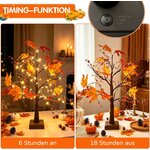 Herbstdeko Ahornblatt Baum mit Lichterketten 61cm 4