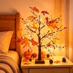 Herbstdeko Ahornblatt Baum mit Lichterketten 61cm 6